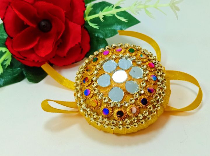 Jewellery Collection 1pcs Yellow Gaana for Bridal and Groom Wedding Bracelet for Groom & Bride Gana Hand maded Bracelet for mehndi and mayo bridal and groom use for gangan