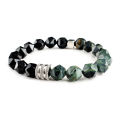 High Quality Tiger Eye Agate 10mm Faceted Stone Bracelet Stainless Steel Lucky Men's Beaded Bracelet. 
