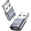 JSAUX USB C Female to USB A Male Charger Adapter Type C Power Converter Compatible for iPhone 13 12 11 Pro Max, Apple Watch Series 7, Samsung S20/S10/S9/S8 Grey. 