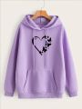 Heart Butterfly Printed Fleece Full Sleeves Pull Over Comfortable Hoodie For Girls & Women. 