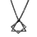 Geometry Interlocking Square Triangle Male Pendant for Men Alloy Modern Trendy Geometric Stacking Street wear Necklace. 