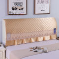 Elastic soft bag thickened bedside cover, cotton headboard dust cover, bedside backrest cover, 1.5 meters 1.8 solid wood bedside cover. 