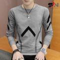 Grey Designer V Style Style Print T Shirt for Men Full Sleeve T Shirts for Men. 