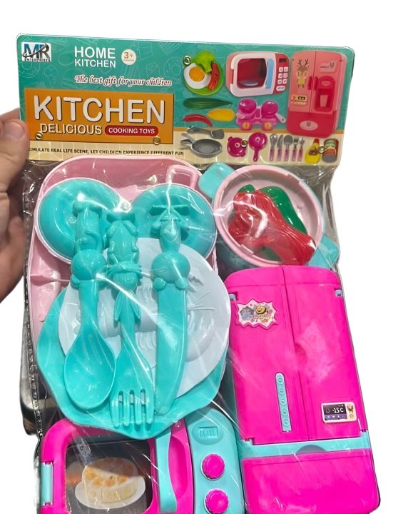 Kids Kitchen Acessories Microwave Fridge Play Set Best Quality