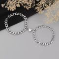 2Pcs/Set Heart Magnetic Couple Bracelets for Lovers- Broken heart Stainless Steel   bracelet for couples- Heart magnetic bracelet for girls and boys. 