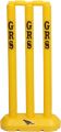Kids Zone Hard Plastic Cricket Wickets Set for Kids for Age Group 3 to 10 Year (3 Piece Wickets, 2 Bails, Base, 24'' Wickets Length, Yellow). 