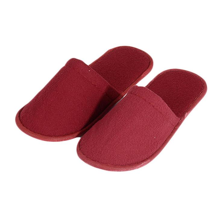 Unisex Disposable Solid Color Non-Slip Closed Toe Flat Shoes Hotel Slippers