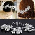 U-Shape Pearls Flower Hair Pins Wedding Bridal Hair Pins 2 PCS. 