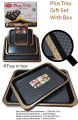 Tray Set of 4 - Gift Box Tray Set - Multipurpose Food Tray Set - Serving Tray - Wooden Texture Plastic Tray - Plus Tray. 