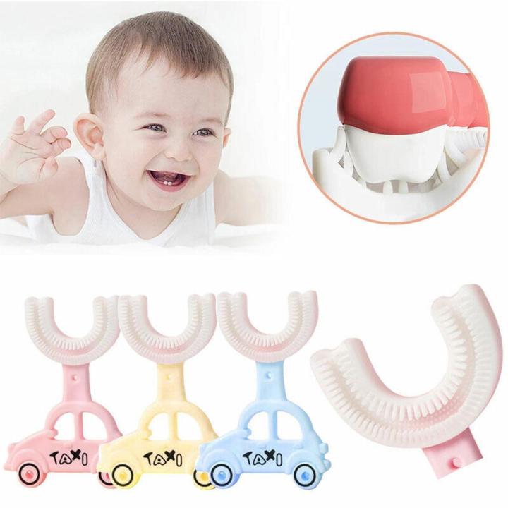 U Shape Silicone Toothbrush for kids, Portable Hand-Held Shaped Infant Soft Bristle 360 Degrees Mouthpiece tooth brush for toddlers
