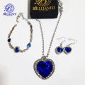 3 Pcs Titanic Blue Necklace Earrings Bracelet Set For Girls Best Gift Locket Metal Chain Simple Stylish Never Fade Pendant Jewelry Set for Girls. 