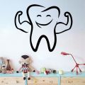 Strong Tooth Dental Clinic Sign Mark Designed Self Adhesive Wall Sticker for Dentist, doctor , Health, Tooth and Decor Lovers - Size: 2 x 1.5 Feet - Black Color. 