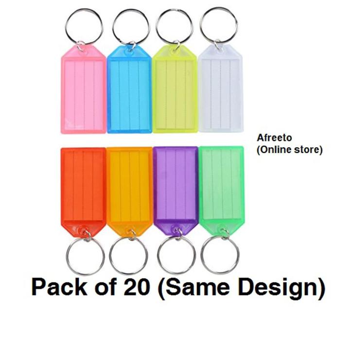 Name Tag Keychain Mix Colors Pack of 20 Rectangle Shape Tag Key rings or key chains for hotel room numbers or multipurpose Stationary item