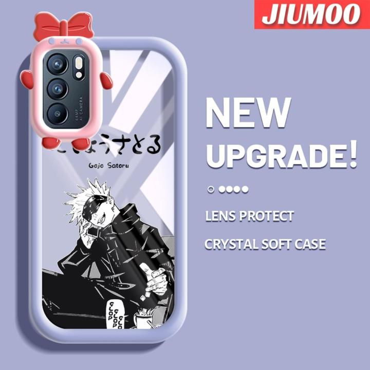 JIUMOO Case For OPPO Reno 6 5G Reno 6 Pro 5G Reno 6Z 5G Case One Piece Naruto Pattern Monster Bowknot Casing Transparent Soft Silica Gel Shockproof Phone Cases Camera Lens Protective Cover