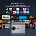 HY350 ANDROID 11.0V (CPU ALLWINNER H713) SMART PROJECTOR 2GB+32GB DUAL SPEAKER 1080P WITH DUAL BAND WIFI6 AND BLUETOOTH 5.0 BRIGHTNESS (LUMENS) 580 ANSI SUPPORT 4K. 