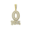 2025 Iced Out Letter Charm Letter O Block Pendant Necklace Bling Cubic Zirconia Punk Styles Hip Hop Men Boy Rope Chain Jewelry. 