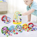 Montessori Wooden Toys Wooden Circles Bead Wire Maze Roller Coaster Educational Wood Puzzles Boys Girls Kid Toy 6+ Months. 
