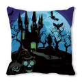Happy Halloween Watercolor Castle Devil Crypto Peach Skin Home Decor Sofa Cushion Cover Throw Pillow ZT374. 