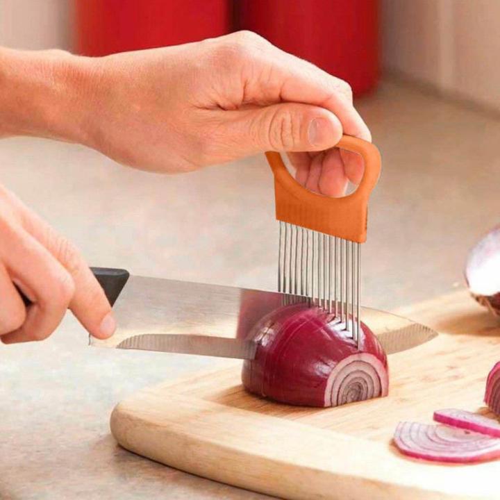 Tomato Vegetable Onion Slicer Aid Guide Holder Slicing Cutter Pin Gadge