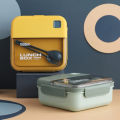 Lunch Box 2 Compartment BPA free Portable Lunch Box School Office Food Storage Container with Fork & Spoon. 