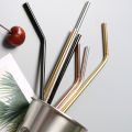 Environmentally friendly stainless steel straw non-disposable milk tea thick straw golden drinking tube glass iron elbow. 