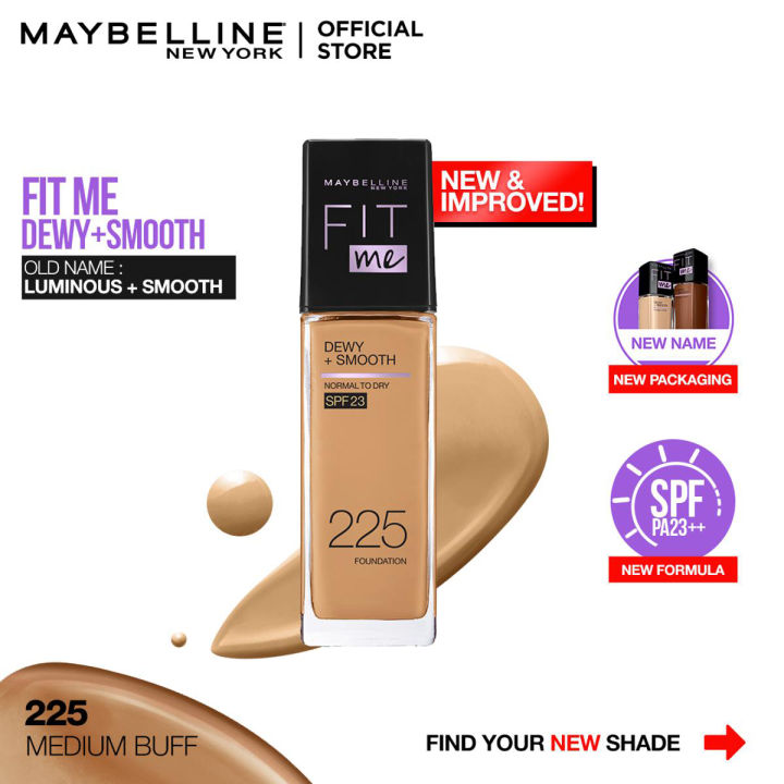 Maybelline New York - NY Fit Me Dewy + Smooth Liquid Foundation SPF 23 225 Medium Buff 30ml For Normal to Dry Skin
