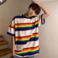 2021 O-Neck Rainbow Tshirt For Men Summer Harajuku Unisex T Shirt Male Casual Colorful Tops Men Funny Top Tees Clothing. 