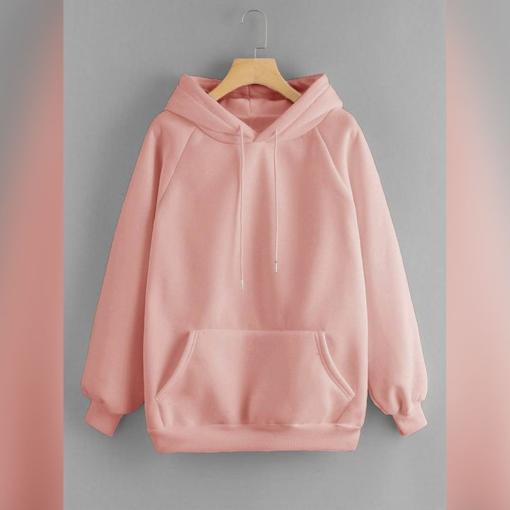 Peach%20Plain%20Fleece%20Full%20Sleeves%20Pull%20Over%20Hoodie%20-%20Image%203
