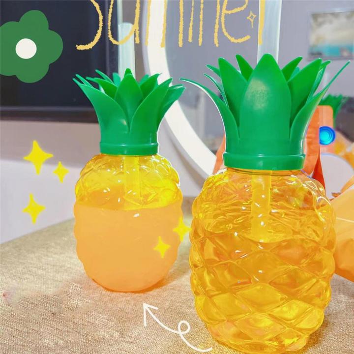 Ins Cup Plastic Cup Drink Juice Milkshake Plastic Cup Pineapple Design Straw Cup Milk Tea Cup Straw Cup