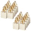 Small Gift Bags with Ribbon Handles Gold Mini Gift Bag,(Metallic Dots 16 Pack Bulk). 