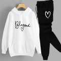 REVIBE - Pink & Black Printed Track suit For Girls & Womens - Soft & Comfortable Fleece Fabric Hoodies For Girls Printed Tracksuit. 