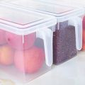 Plastic Storage Containers Square Handle 3 Pcs Food Storage Organizer Boxes with Lids for Refrigerator Fridge Cabinet Desk Large Fridge Organizer Food Storage Containers Stackable Refrigerator Organizer Bins with Lids. 