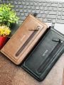 Fashion PU Leather Women Wallet with Double Zipper Card Slots ID Window and Tassel Pendant. 