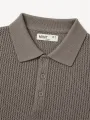MINT - Taupe Atelier Textured Knit Polo. 