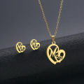 Fashion Jewelry Gold Plated Stainless Steel Necklace And Earrings Jewelry Set For Women. 