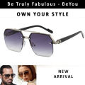 NEW ARRIVAL Trendy Aviator Sunglasses for Mens Retro Shape Double Bridge Metal Golden Frame, Best for Driving UV400 Outdoor Eyewear Semi-Rimless Sun Glasses for Fashion. 