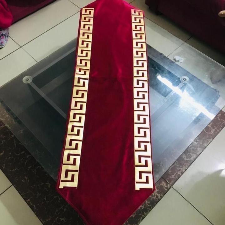 Alluring Design Velvet Table Runner (Size 52x14 Inches)