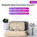 Bluetooth Alarm Clock Speaker Q5 — Mirror Display, Dual Alarm & FM Radio | HD Digital Mirror, Wireless Bluetooth Music, Compact Smart Clock Speaker. 
