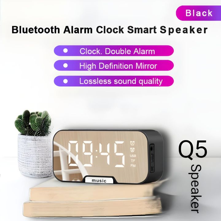 Bluetooth%20Alarm%20Clock%20Speaker%20Q5%20%E2%80%94%20Mirror%20Display,%20Dual%20Alarm%20&%20FM%20Radio%20%7C%20HD%20Digital%20Mirror,%20Wireless%20Bluetooth%20Music,%20Compact%20Smart%20Clock%20Speaker%20-%20Image%202