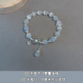 Original design opal, aquamarine, moonstone, crystal women's bracelet, light luxury, elastic bracelet, live supply. 