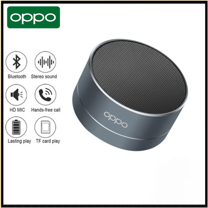 100% Quality+COD OPPO A10 Metal Wireless Bluetooth Speaker Mini Portable Large Sound Volume Audio Support USB Charging For Outdoor Travel Family Office