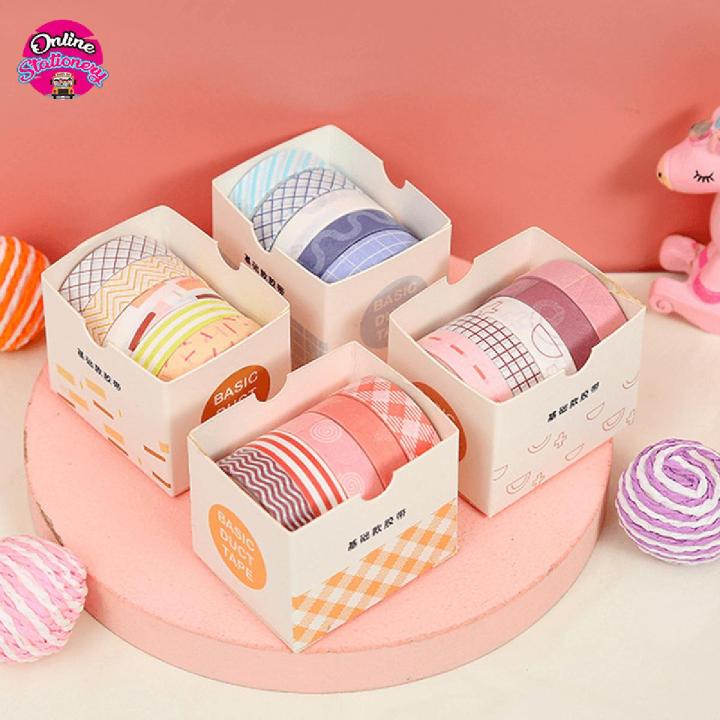 Cute Scrapbooking Solid Color Washi Tape Set 5 Pcs Decorative Masking Tape Adhesive Tape