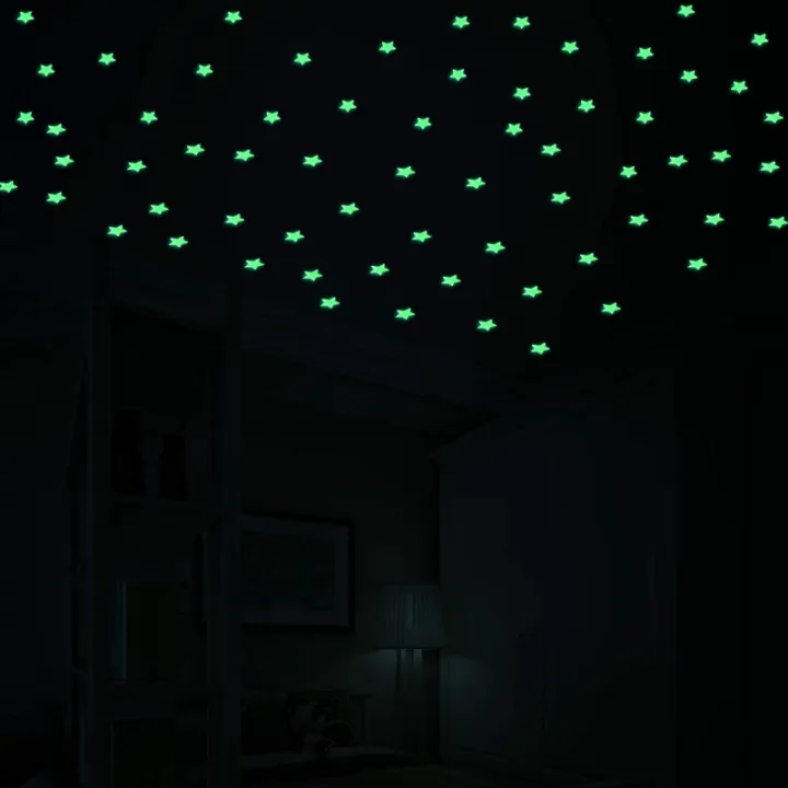 Home%20Decor%20Fluorescent%20Room%20Bedroom%20Ceiling%20Wall%20Sticker%20Kids%20Baby%203D%20Stars%2050%20Pieces%20Glow%20in%20the%20Dark%20Star%20Stickers%20KEEMEEUYZO%20-%20Image%204