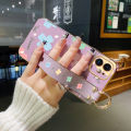 dienya For vivo Y20S G Case With Wristband Cartoon Cute Flower New Design Square Edge Shockproof Phone Shell Cases Pattern Plating Silicone Casing Full Cover Camera Thin Protection SoftCase. 