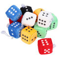 DENOSWIM 6CM Soft Dice Plush Toys Fun Games Props Party Supplier Kids Doll Fuzzy Dice Dots Bag Pendant. 