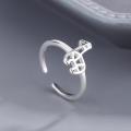 S925 Silver Color Cat Ear Finger Ring Open Design Cute Fashion Jewelry Ring for Women Young Girl Child Gift Adjustable Ring. 