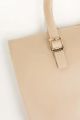 Elegant Beige Leather Tote Bag. 