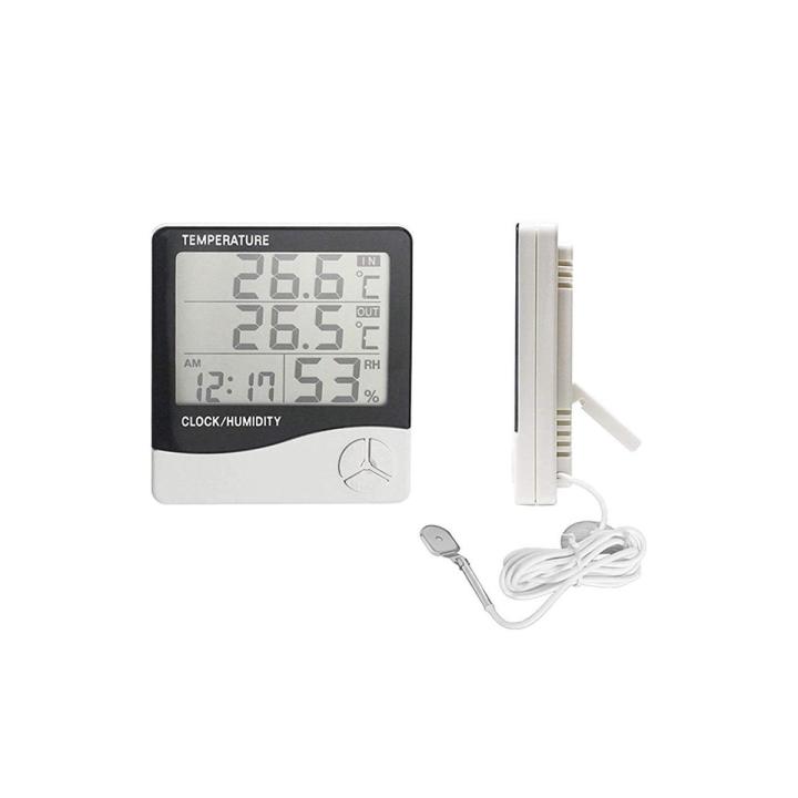 HTC-2 Digital Room Hygrometer Thermometer Clock LCD Indoor/Outdoor Temperature Humidity Meter with sensor