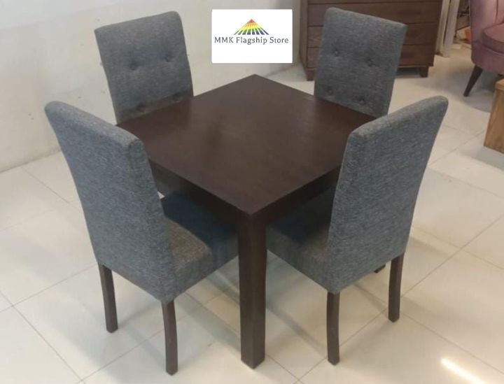 Dining table set / 4 seater Dining table set / Sheesham wooden Dining table set / Jude fabric upholstery Chairs/ Customize polish & Customize fabric color available/ four seater dining set / Dining table with chairs