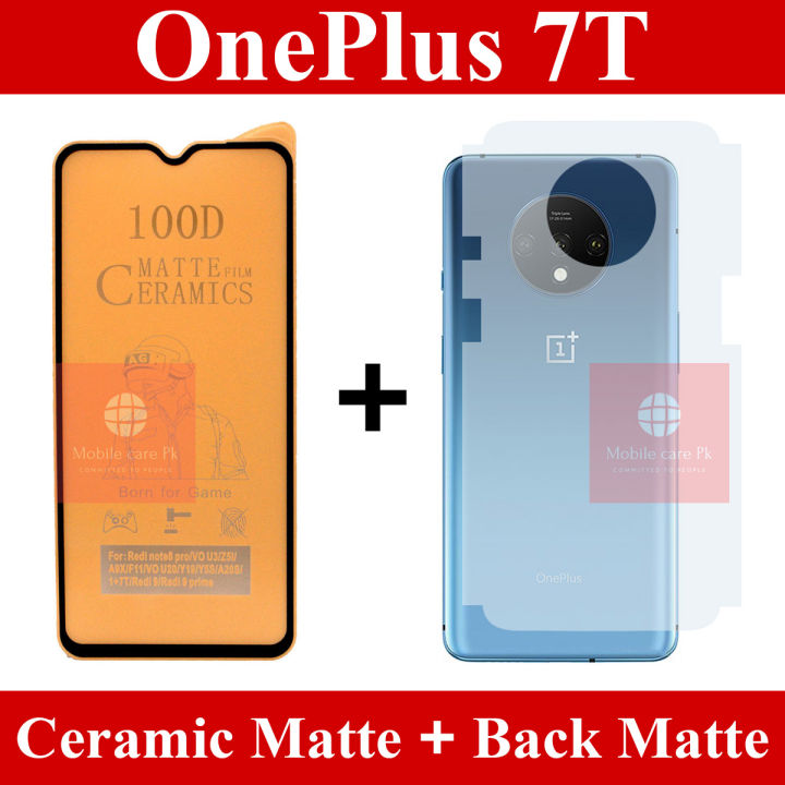 OnePlus 7T Screen Protector Matte Unbreakable Glass + Back Matte Protector Back sheet skin For OnePlus 7T